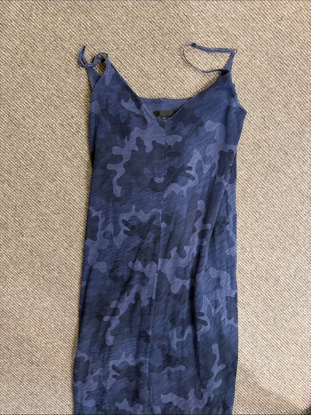 ATM Anthony Thomas Melillo Blue Camouflage Slip Tank Dress- LIKE NEW!